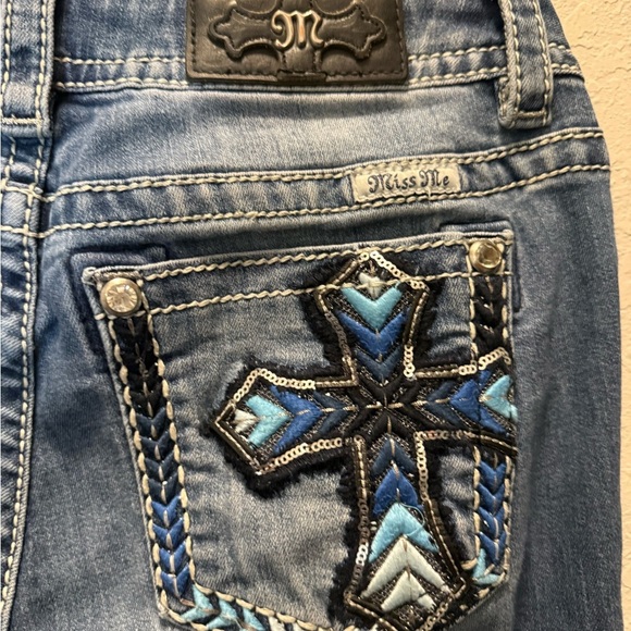Miss Me Blue Boot Cut Jeans with Contrast Stitching size 29 - Picture 1 of 8